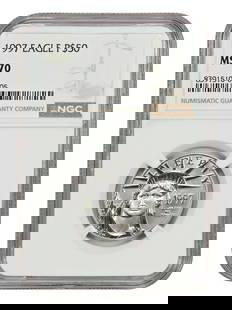 1997 NGC MS70 $50 Statue of Liberty Platinum Eagle Coin: 1997 NGC MS70 $50 Statue of Liberty Platinum Eagle Coin This stunning 1997 $50 Statue of Liberty Platinum Eagle coin is certified by NGC with a perfect grade of MS70, indicating it is uncirculated and