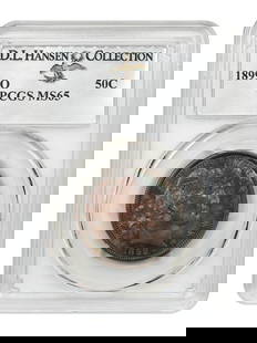 1899-O Barber Half Dollar 50c PCGS MS65 Uncirculated Teal Rose Toning: 1899-O Barber Half Dollar 50c PCGS MS65 Uncirculated Teal Rose Toning This stunning 1899-O 50c Barber Half Dollar is certified by PCGS with a grade of MS65, ensuring its uncirculated condition and exc