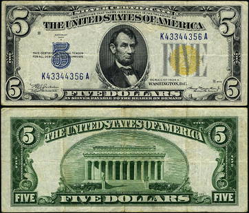 1934-A $5 North Africa Note Circulated Vintage Currency: 1934-A $5 North Africa Note Circulated Vintage Currency This $5 note from 1934-A, known as the North Africa Note, is in very fine (VF+) condition and has been circulated. The note is uncertified and r