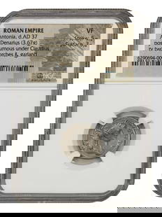 Ancient Roman Antonia Denarius AD 37 NGC VF Rare Coin: Ancient Roman Antonia Denarius AD 37 NGC VF Rare Coin This Ancient Roman AR Denarius featuring Antonia (AD 37) is a remarkable piece of history. Certified by NGC with a grade of VF (Very Fine), this c