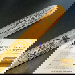 Muhammad Ali Joe Frazier Multi-Signed Baseball Bat 36" Beckett COA: Muhammad Ali Joe Frazier Multi-Signed Baseball Bat 36" Beckett COA Celebrate the legacy of boxing with this authentic 1980's multi-signed baseball bat featuring legends Muhammad Ali and Joe Frazier, a