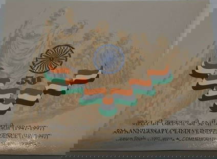 1997 India 50th Anniversary Coin Set 50 Rupee 50 Paise with Medal: 1997 India 50th Anniversary Coin Set 50 Rupee 50 Paise with Medal Commemorate India's 50th Anniversary with this exquisite set featuring a 50 Rupee and a 50 Paise coin, accompanied by a medal. This un