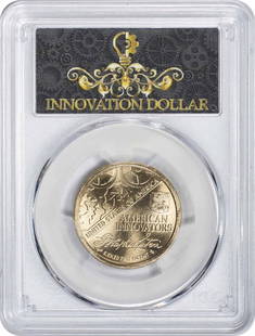2018-D Innovation Dollar PCGS MS67 First Strike Uncirculated: 2018-D Innovation Dollar PCGS MS67 First Strike Uncirculated This 2018-D Innovation Dollar commemorates the first patent position with a striking design. Certified by PCGS as MS67, this uncirculated c