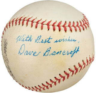 Dave Bancroft Single Signed Baseball PSA DNA JSA COA Hall of Fame Inscription: Dave Bancroft Single Signed Baseball PSA DNA JSA COA Hall of Fame Inscription This stunning Dave Bancroft single signed baseball is a true collector's gem, authenticated by both PSA/DNA and JSA. Bancr
