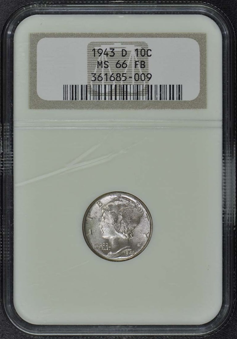 1943-D Mercury Dime NGC MS66FB Uncirculated Denver Coin: 1943-D Mercury Dime NGC MS66FB Uncirculated Denver Coin This 1943-D Mercury Dime, certified by NGC with the certification number 36168509, is graded MS66FB, indicating it is in uncirculated condition.