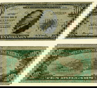 1929 T-1 $10 National Bank Note First NB Scranton PA G/VG: 1929 T-1 $10 National Bank Note First NB Scranton PA G/VG This $10 National Bank Note from 1929, designated as Type T-1, showcases the historical significance of the First National Bank of Scranton, P