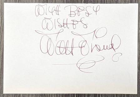 Walt Disney Signed Cut Signature 4.5x6.5 With Best Wishes JSA COA: Walt Disney Signed Cut Signature 4.5x6.5 With Best Wishes JSA COA This exceptional cut signature measures 4.5x6.5 inches and features the inscription "With Best Wishes". Personally signed by Walt Disn