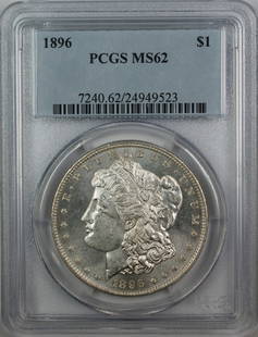 1896 Morgan Silver Dollar PCGS MS-62 Semi Proof-Like Philadelphia: 1896 Morgan Silver Dollar PCGS MS-62 Semi Proof-Like Philadelphia This 1896 Morgan Silver Dollar is a stunning piece certified by PCGS with a grade of MS-62 and a semi-proof-like strike. Minted in Phi