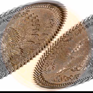 1863 Indian Head Cent Copper BU Uncirculated No Mint Mark: 1863 Indian Head Cent Copper BU Uncirculated No Mint Mark This 1863 Indian Cent is an uncirculated coin, showcasing the classic Indian Head design. Crafted from copper, this coin is graded as Brillian
