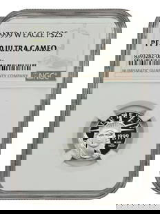 1999-W $25 Statue of Liberty NGC PR70DCAM Platinum Eagle Coin: 1999-W $25 Statue of Liberty NGC PR70DCAM Platinum Eagle Coin This stunning 1999-W $25 Statue of Liberty Platinum Eagle is certified by NGC with a perfect grade of PR70DCAM. This uncirculated coin exh