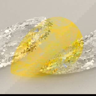 Loose Diamond - PEAR 2.5ct Fancy Vivid Yellow VVS2: Loose Diamond - PEAR 2.5ct Fancy Vivid Yellow VVS2 Source: This is a real non-mined Diamond that has been grown in a lab Shape: PEAR Carats: 2.5 Color: Fancy Vivid Yellow Certification: IGI Video: