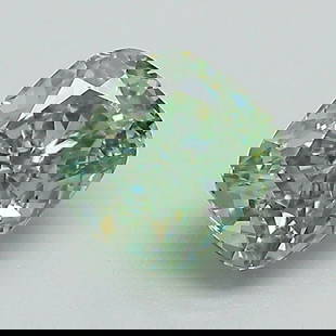 Loose Diamond - CUSHION MODIFIED 1.01ct Fancy Vivid Green VS1: Loose Diamond - CUSHION MODIFIED 1.01ct Fancy Vivid Green VS1 Source: This is a real non-mined Diamond that has been grown in a lab Shape: CUSHION MODIFIED Carats: 1.01 Color: Fancy Vivid Green Certif