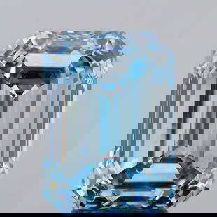 Loose Diamond - EMERALD 4.61ct Fancy Intense Blue VS2: Loose Diamond - EMERALD 4.61ct Fancy Intense Blue VS2 Source: This is a real non-mined Diamond that has been grown in a lab Shape: EMERALD Carats: 4.61 Color: Fancy Intense Blue Certification: IGI Vid