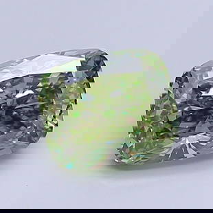 Loose Diamond - CUSHION MODIFIED 2.61ct Fancy Vivid Green VS1: Loose Diamond - CUSHION MODIFIED 2.61ct Fancy Vivid Green VS1 Source: This is a real non-mined Diamond that has been grown in a lab Shape: CUSHION MODIFIED Carats: 2.61 Color: Fancy Vivid Green Certif