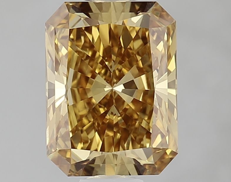 Loose Diamond - RADIANT 2.02ct Fancy Vivid Brownish Yellow VVS2: Loose Diamond - RADIANT 2.02ct Fancy Vivid Brownish Yellow VVS2 Source: This is a real non-mined Diamond that has been grown in a lab Shape: RADIANT Carats: 2.02 Color: Fancy Vivid Brownish Yellow Cer