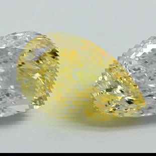 Loose Diamond - PEAR 3.4ct Fancy Vivid Yellow VVS2: Loose Diamond - PEAR 3.4ct Fancy Vivid Yellow VVS2 Source: This is a real non-mined Diamond that has been grown in a lab Shape: PEAR Carats: 3.4 Color: Fancy Vivid Yellow Certification: IGI Video: