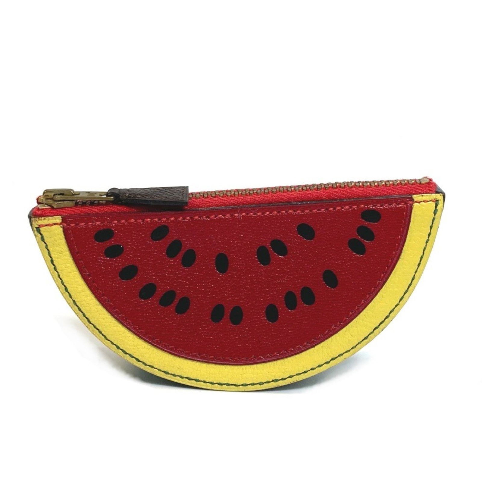 Hermes Watermelon Coin Purse Leather Red Yellow Green 11.5 x 5.5 x 3 cm: Hermes Watermelon Coin Purse Leather Red Yellow Green 11.5 x 5.5 x 3 cm This Hermes watermelon-themed coin compartment accessory case is a stylish and functional coin purse crafted from high-quality l