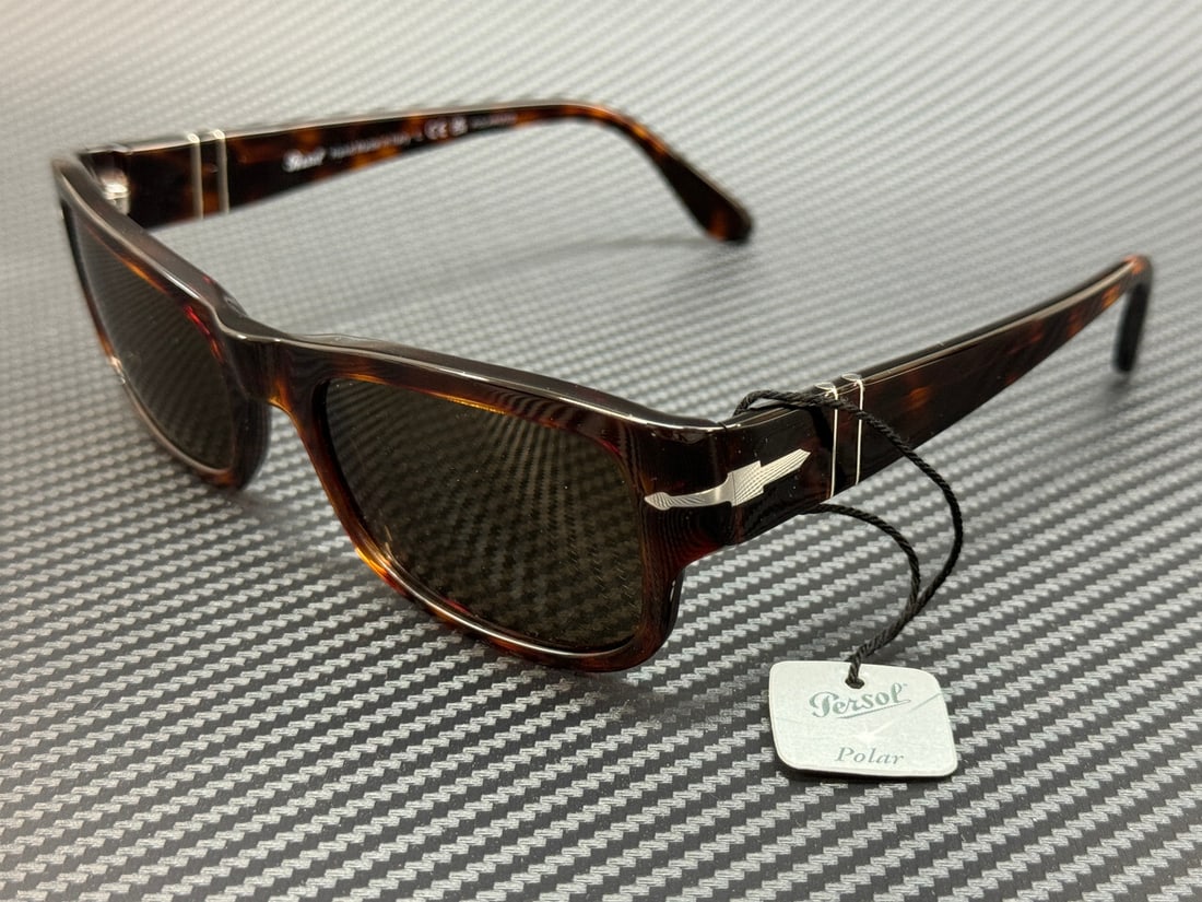 Persol PO3326S Brown Havana Polarized Men's Sunglasses 57mm: Persol PO3326S Brown Havana Polarized Men's Sunglasses 57mm Elevate your style with these Persol PO3326S sunglasses, featuring a sophisticated Brown Havana frame. Designed specifically for men, these