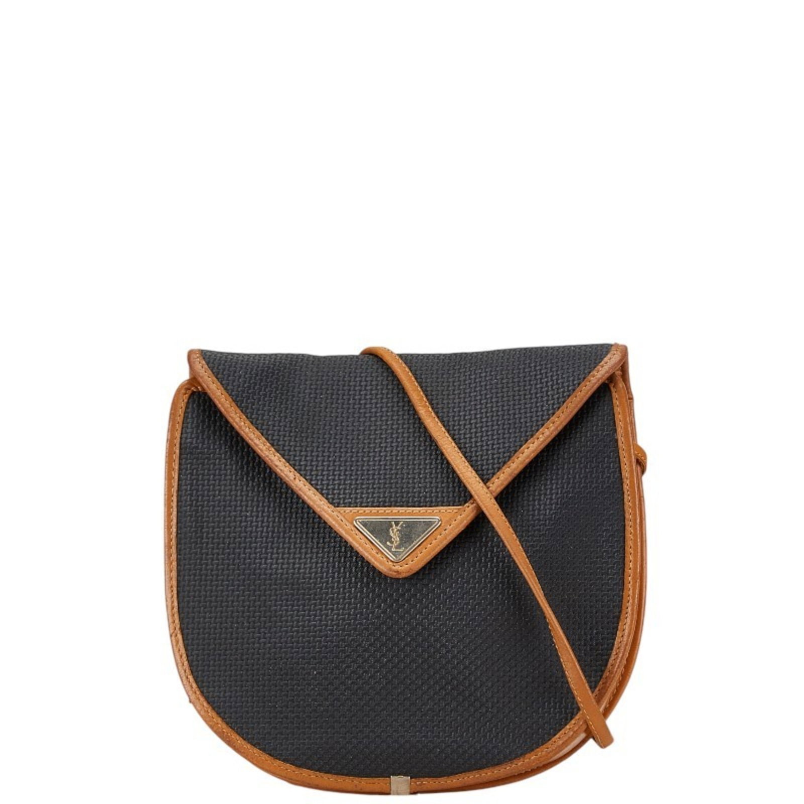 Saint Laurent Plate Shoulder Bag Black Brown PVC Leather 21cm x 22cm: Saint Laurent Plate Shoulder Bag Black Brown PVC Leather 21cm x 22cm Introducing the elegant Saint Laurent Plate Shoulder Bag, a stylish accessory designed for women. Crafted from durable PVC leather,