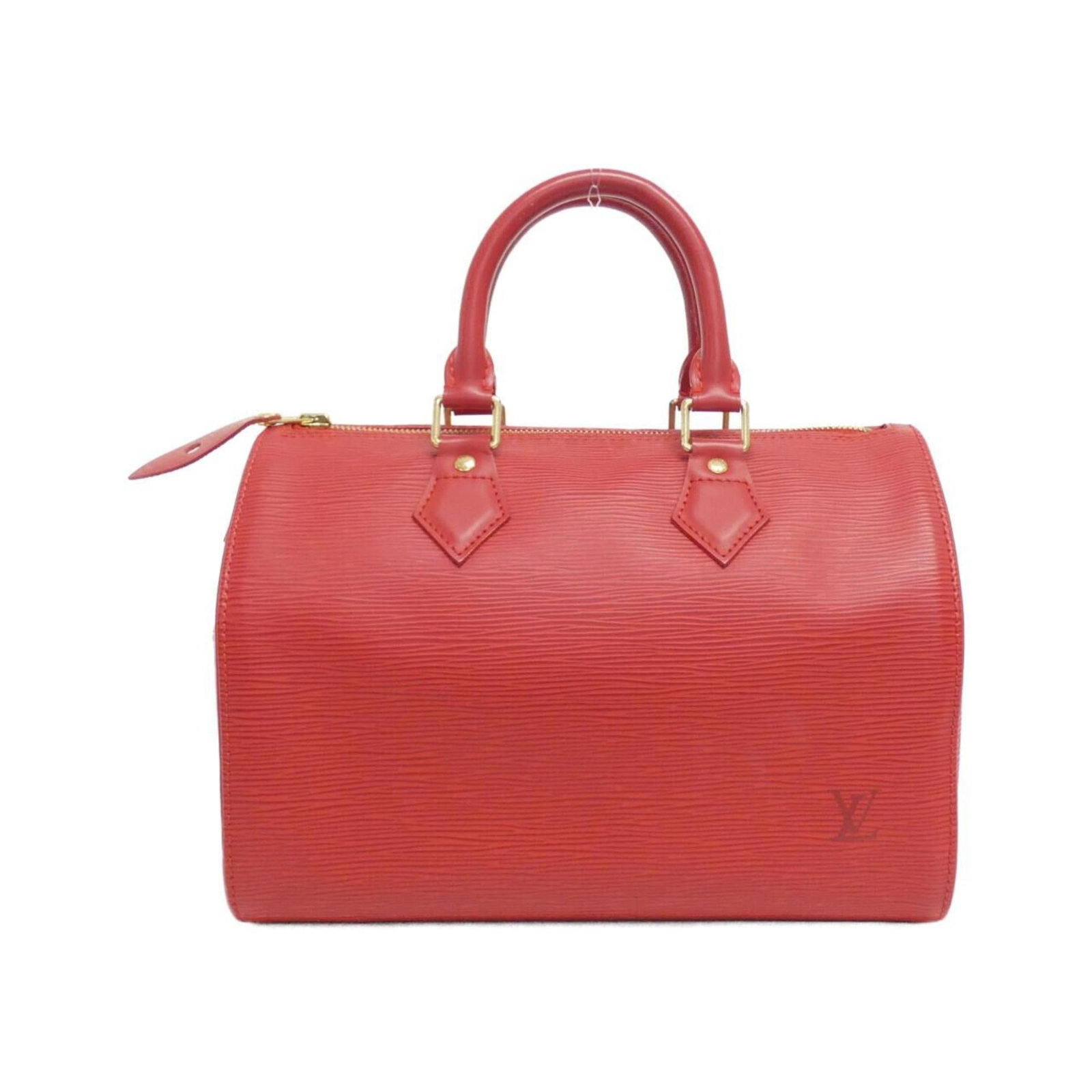 Louis Vuitton Epi Speedy 25cm Boston Bag Rouge Coated Canvas Gold Hardware: Louis Vuitton Epi Speedy 25cm Boston Bag Rouge Coated Canvas Gold Hardware This elegant Louis Vuitton Epi Speedy 25cm Boston Bag is crafted from high-quality coated canvas in a stunning Rouge color. D