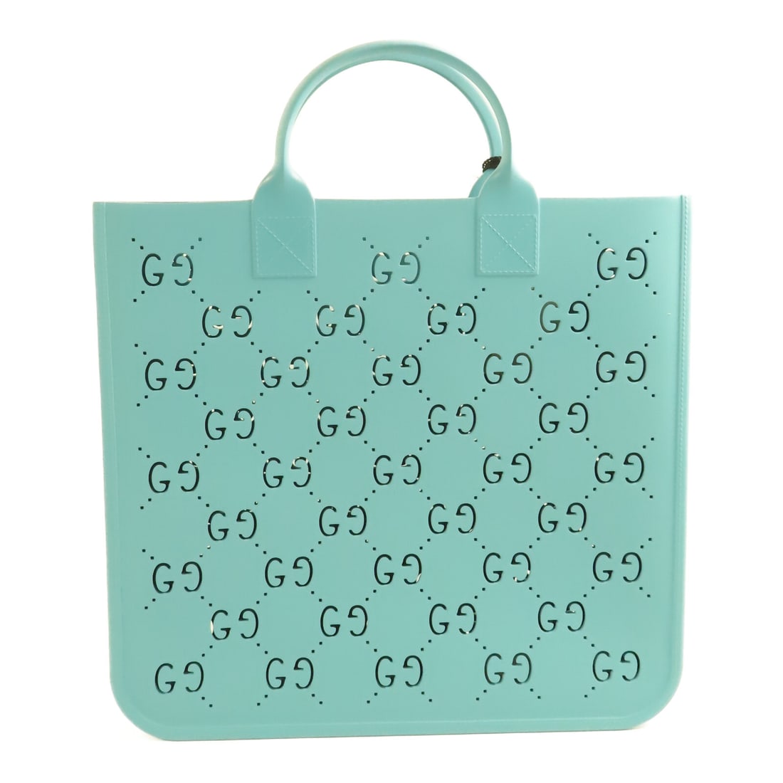 GUCCI GG Rubber Shopper Tote Handbag Blue Green 679365: GUCCI GG Rubber Shopper Tote Handbag Blue Green 679365 Elevate your accessory collection with this stunning GUCCI GG Rubber Shopper Tote Handbag. Crafted from durable rubber, this handbag features a c