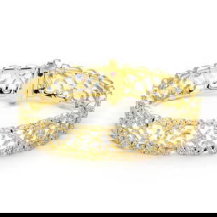 Roberto Coin 18k Yellow Gold Diamond Bracelet 6.5ct Open Design: Roberto Coin 18k Yellow Gold Diamond Bracelet 6.5ct Open Design Elevate your elegance with this stunning Roberto Coin Diamond Bracelet, meticulously crafted from 18k yellow gold. This exquisite piece