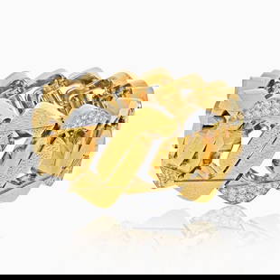 David Webb Vintage Platinum 18K Gold Diamond Curb-Link Bracelet 12 Cts 7.5 Inches: David Webb Vintage Platinum 18K Gold Diamond Curb-Link Bracelet 12 Cts 7.5 Inches This vintage David Webb bracelet features a stunning combination of platinum and 18K yellow gold, showcasing a curb-li