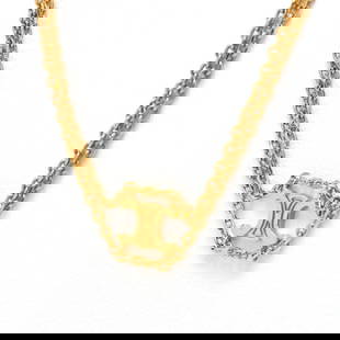 CELINE Triomphe Suspender Necklace Gold Brass 460CE6BRA.35OR: CELINE Triomphe Suspender Necklace Gold Brass 460CE6BRA.35OR Elevate your accessory collection with the CELINE Triomphe Suspender Necklace, designed for women. This stunning necklace features a luxuri