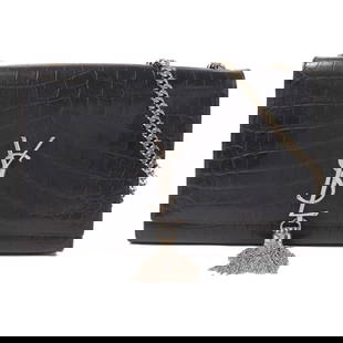 YVES SAINT LAURENT Kate Tassel Chain Black Calfskin Shoulder Bag: YVES SAINT LAURENT Kate Tassel Chain Black Calfskin Shoulder Bag Elevate your accessory collection with this YVES SAINT LAURENT Kate Tassel Chain Shoulder Bag. Crafted from luxurious black calfskin le