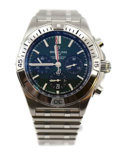 Breitling Chronomat B01 Green Dial Automatic Stainless Steel Watch AB0134: Breitling Chronomat B01 Green Dial Automatic Stainless Steel Watch AB0134 This Breitling Chronomat B01 watch combines luxury and precision with its striking green dial and robust stainless steel const