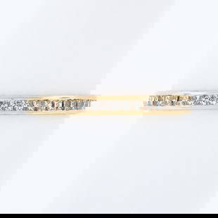 Vintage Unbranded Yellow Gold Channel Set Princess Diamond Eternity Band: Vintage Unbranded Yellow Gold Channel Set Princess Diamond Eternity Band This exquisite vintage eternity wedding band ring features a stunning channel setting adorned with natural white/colorless prin
