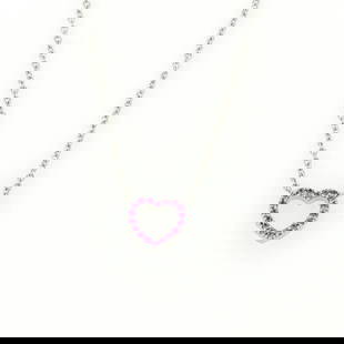 Tiffany & Co. Metro Heart Pendant 18k White Gold Pink Sapphire Necklace: Tiffany & Co. Metro Heart Pendant 18k White Gold Pink Sapphire Necklace This exquisite Tiffany & Co. necklace from the METRO collection showcases a charming mini open heart pendant adorned with round