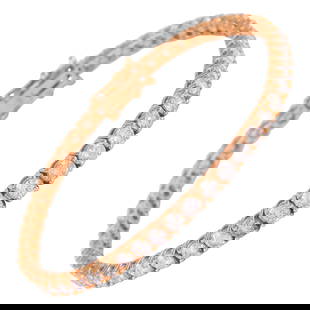 5.55ct Diamond Tennis Bracelet 14k Rose Gold: 5.55ct Diamond Tennis Bracelet 14k Rose Gold This stunning 5.55ct Diamond Tennis Bracelet is crafted from 14k rose gold, showcasing a modern design that combines elegance with sophistication. It featu