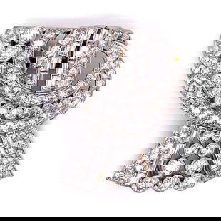 Vintage Art Deco Platinum Diamond Brooch 129 Stones 7.75 Ct Signed: Vintage Art Deco Platinum Diamond Brooch 129 Stones 7.75 Ct Signed This exquisite Art Deco brooch showcases a stunning array of 129 diamonds, totaling approximately 7.75 carats, with a color grade ran