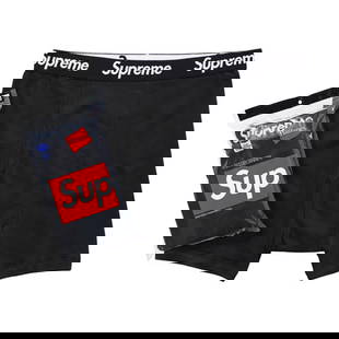 Supreme x Hanes Black Boxer Briefs 4-Pack Authentic Cotton: Supreme x Hanes Black Boxer Briefs 4-Pack Authentic Cotton Authentic Supreme x Hanes Black Boxer Briefs 4-Pack This item is brand new and in unworn condition. Specifications Color: Yellow Fabr