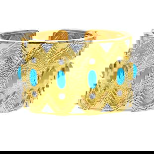 David Webb Turquoise Diamond Enamel Cuff Bracelet Platinum 18K Gold: David Webb Turquoise Diamond Enamel Cuff Bracelet Platinum 18K Gold This exquisite David Webb bracelet features a stunning design combining platinum and 18K yellow gold, accented with vibrant turquois