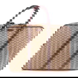 GUCCI GG GHW Brown PVC Coated Canvas Shoulder Bag