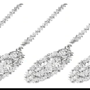 GIA Certified 4.96ct Round Diamond Drop Earrings 18k White Gold Contemporary: GIA Certified 4.96ct Round Diamond Drop Earrings 18k White Gold Contemporary GIA 4.96ctt Round Diamond Drop Earrings 18k White Gold. Metal: 18k Gold, White Gold. Stone: Diamond, White Diamond. Stone C