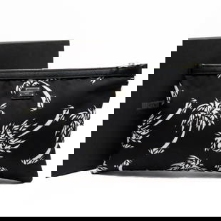 Dolce & Gabbana Nylon Clutch Bag Black White 20cm x 30cm: Dolce & Gabbana Nylon Clutch Bag Black White 20cm x 30cm Elevate your style with this chic Dolce & Gabbana clutch bag, crafted from durable nylon in a striking black and white colorway. Ideal for both