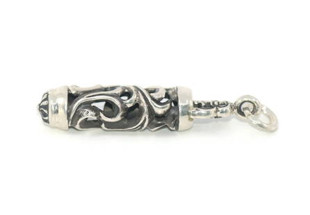 Chrome Hearts 925 Sterling Silver Pendant 54mm Authentic: Chrome Hearts 925 Sterling Silver Pendant 54mm Authentic This exquisite Chrome Hearts pendant is crafted from high-quality sterling silver with a metal purity of 925. The pendant measures 54mm in size
