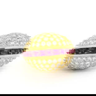 18k Yellow Gold Ruby and Pave Diamond Dome Ring 1.65ct: 18k Yellow Gold Ruby and Pave Diamond Dome Ring 1.65ct This stunning 18k yellow gold ring features a high-quality ruby and pave diamonds in a luxurious domed cocktail bombe design. The main stone is a