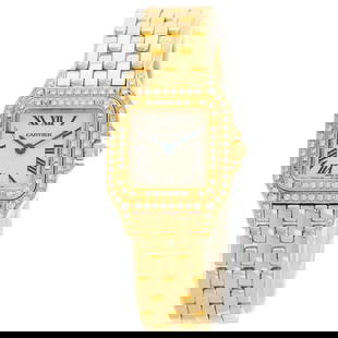 Cartier Panthere SM Diamond Bezel Watch 18K Yellow Gold Women's Luxury: Cartier Panthere SM Diamond Bezel Watch 18K Yellow Gold Women's Luxury This exquisite Cartier Panthere SM Double Diamond Bezel Watch showcases a luxurious design crafted from 18K yellow gold, both in