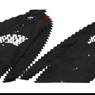 Supreme Arc Black Denim Limited Edition Coaches Jacket: Supreme Arc Black Denim Limited Edition Coaches Jacket Elevate your streetwear collection with the Supreme Arc Black Denim Coaches Jacket. This limited edition jacket showcases a sleek black denim con