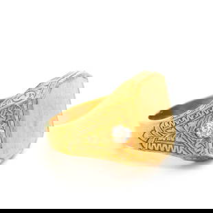 Antique 12k Yellow Gold Signet Ring with 0.25ctw Old European Diamonds: Antique 12k Yellow Gold Signet Ring with 0.25ctw Old European Diamonds This exquisite antique signet ring features a stunning design crafted from 12k yellow gold. Adorned with 0.25ctw of old European