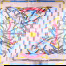HERMES Silk Scarf Blue Pink Yellow Elegant Accessory