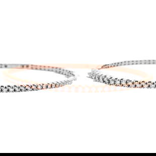1.85ct Diamond Tennis Bangle 14k Rose Gold 7in 71 Stones: 1.85ct Diamond Tennis Bangle 14k Rose Gold 7in 71 Stones This exquisite contemporary diamond flexible tennis bangle bracelet features a stunning collection of 71 round diamonds totaling 1.85 carats, s