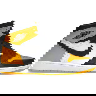 Authentic Nike Jordan 1 Retro High OG Taxi Sneakers: Authentic Nike Jordan 1 Retro High OG Taxi Sneakers Step up your sneaker game with the authentic Nike Jordan 1 Retro High OG Taxi. This iconic pair is brand new and in unworn condition, perfect for co