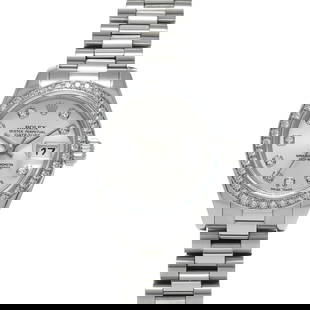 Rolex Datejust 179136G Platinum Ladies Watch with Diamonds: Rolex Datejust 179136G Platinum Ladies Watch with Diamonds Presenting the exquisite Rolex Datejust 179136G, a luxurious wristwatch designed for women. This stunning timepiece is crafted from platinum,