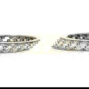 Platinum Diamond Eternity Band 1.40 Ct 23 Stones Size 7 VVS-VS F-G Color: Platinum Diamond Eternity Band 1.40 Ct 23 Stones Size 7 VVS-VS F-G Color This exquisite Platinum Diamond Eternity Band features 23 dazzling diamonds, with a total weight of approximately 1.40 ct. The