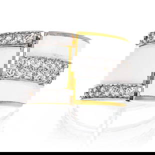 David Webb Platinum 18K Yellow Gold Diamond Enamel Ring: David Webb Platinum 18K Yellow Gold Diamond Enamel Ring This stunning estate ring features a captivating design by David Webb, crafted from a luxurious combination of platinum and 18K yellow gold. The